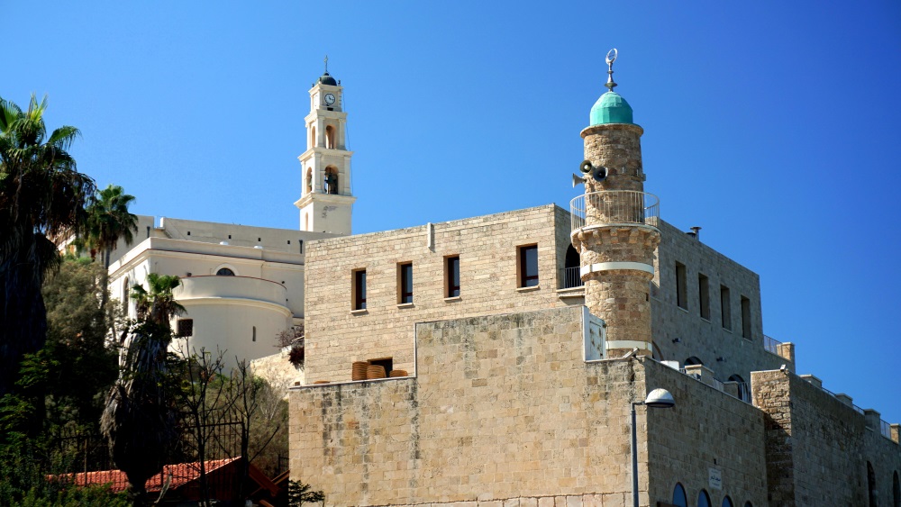 Old Jaffa minaret and church
